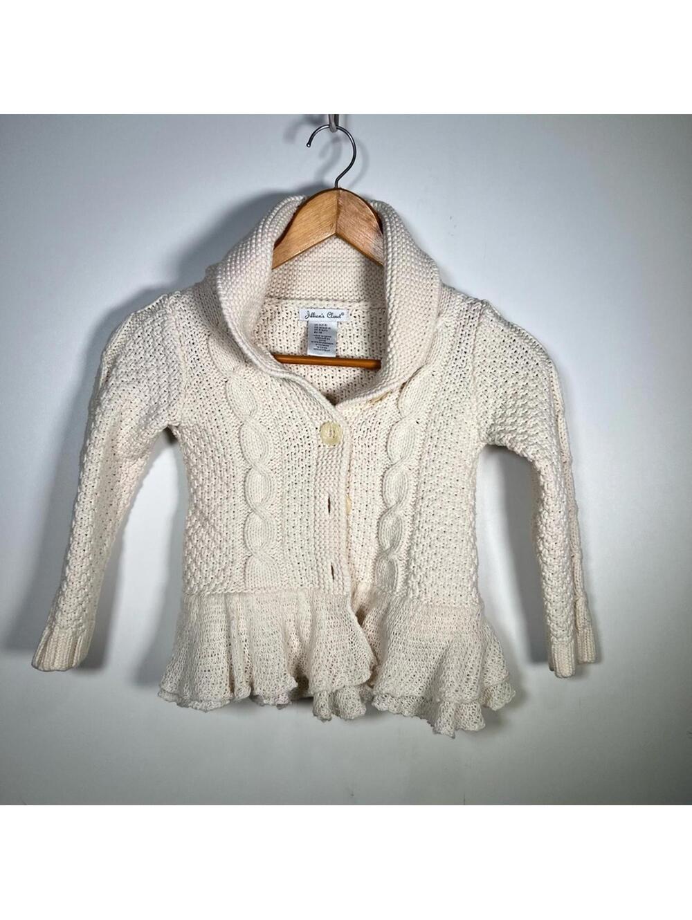 Girl’s Jillian’s Closet Size 5/6 Cream Sweater with Ruffle Hem (Stain Note)
